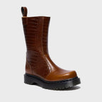 Dr. Martens Rejena Croc Emboss Leather Boots - Mocha Brown