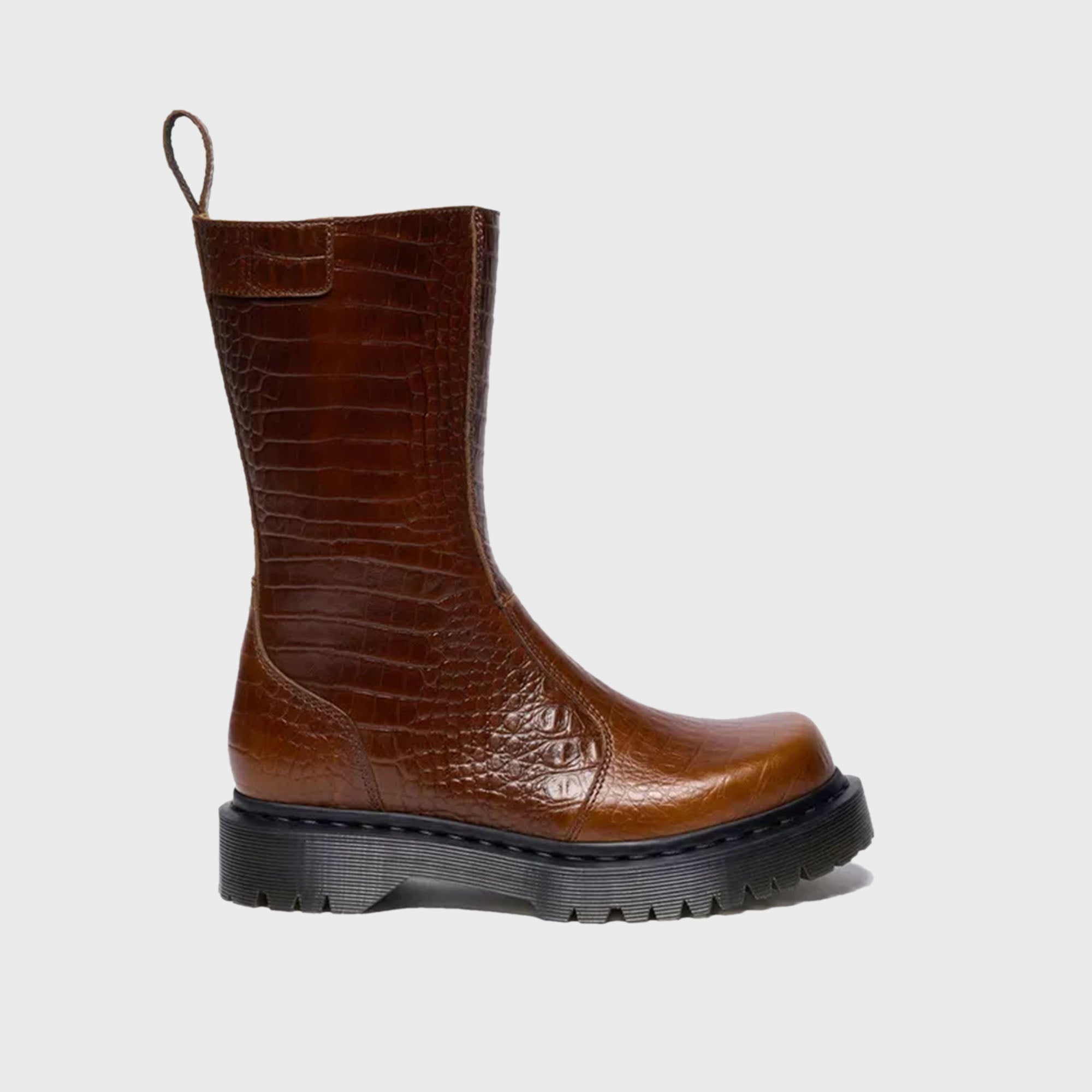 Dr. Martens Rejena Croc Emboss Leather Boots - Mocha Brown