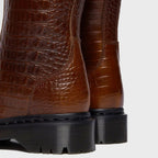 Dr. Martens Rejena Croc Emboss Leather Boots - Mocha Brown
