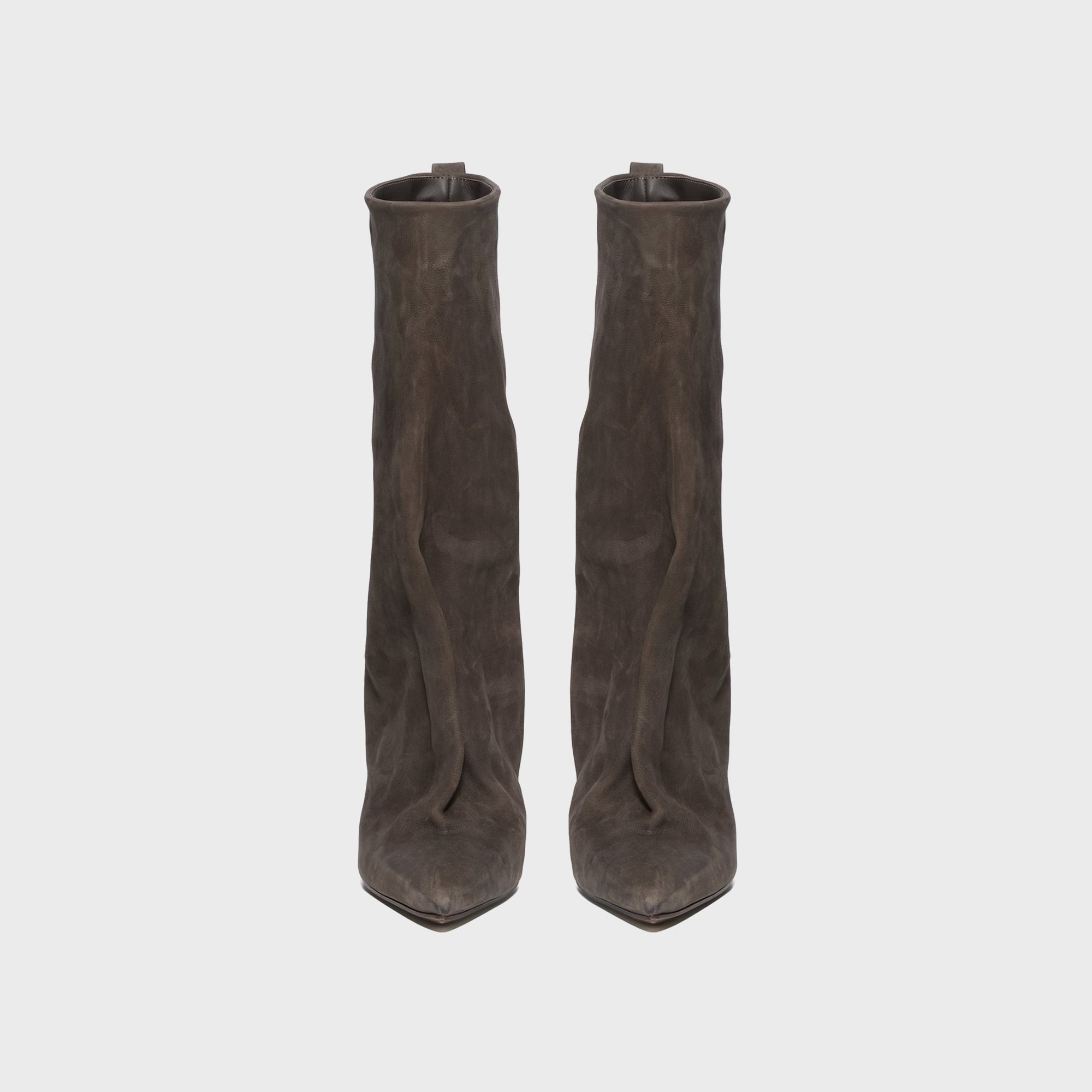 Rick Owens WMNS Cantilever Suede Peep Toe Boots - Dark Dust