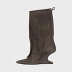 Rick Owens WMNS Cantilever Suede Peep Toe Boots - Dark Dust