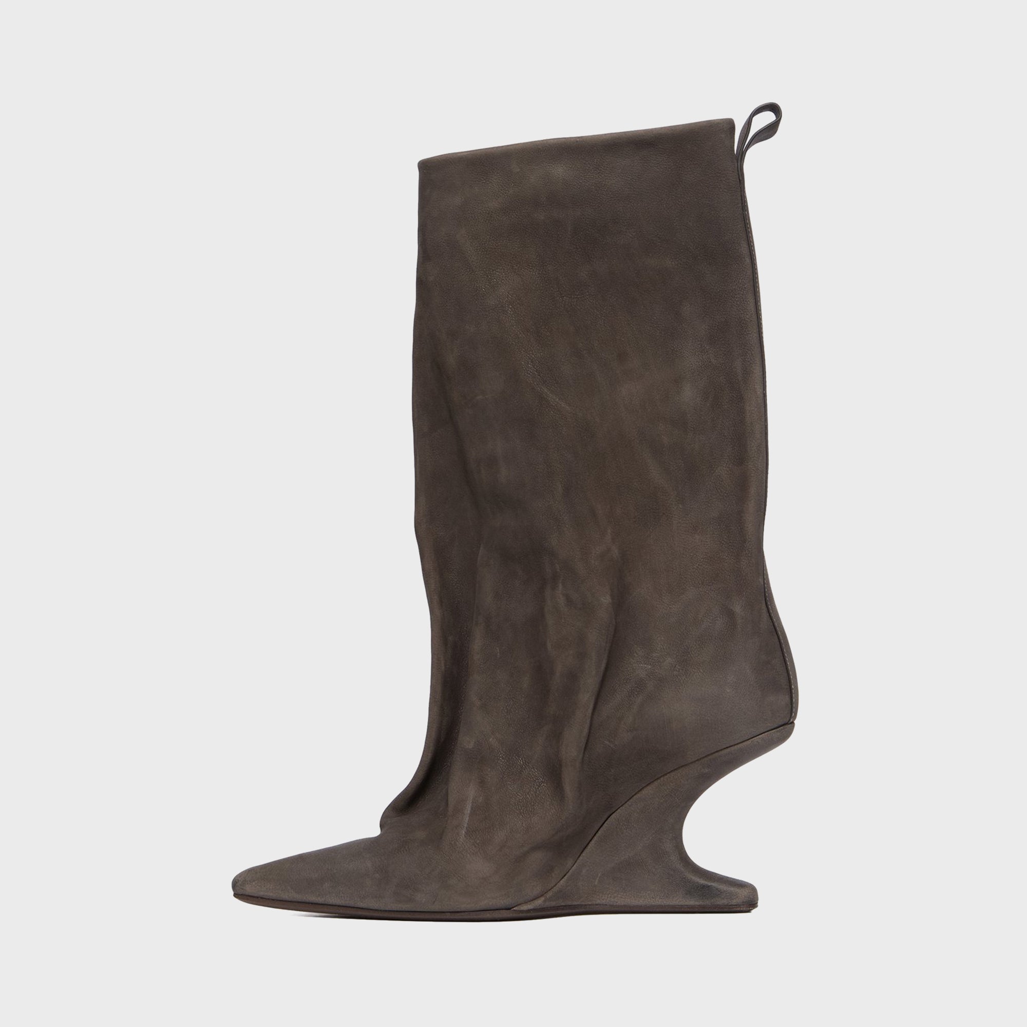 Rick Owens WMNS Cantilever Suede Peep Toe Boots - Dark Dust